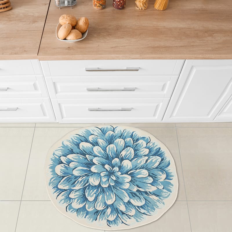 Liora Manne Esencia Mum Indoor/Outdoor Mat Blue 3'3"x3'3"