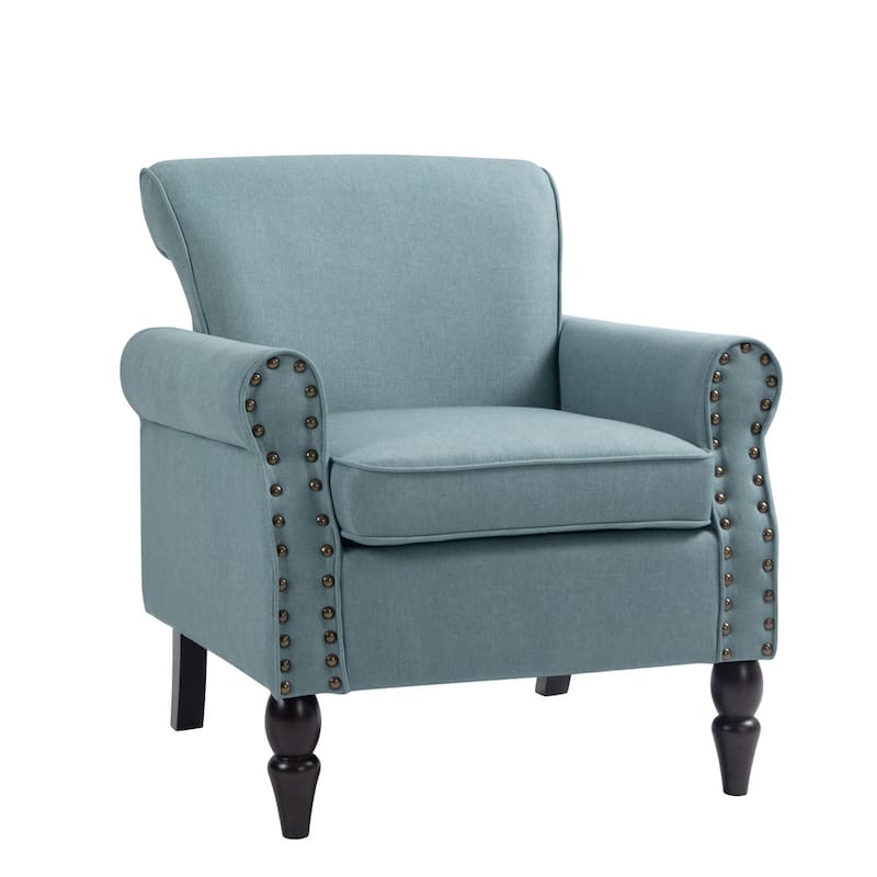 Mid-Century Modern Accent Chairs with Nailhead Trim