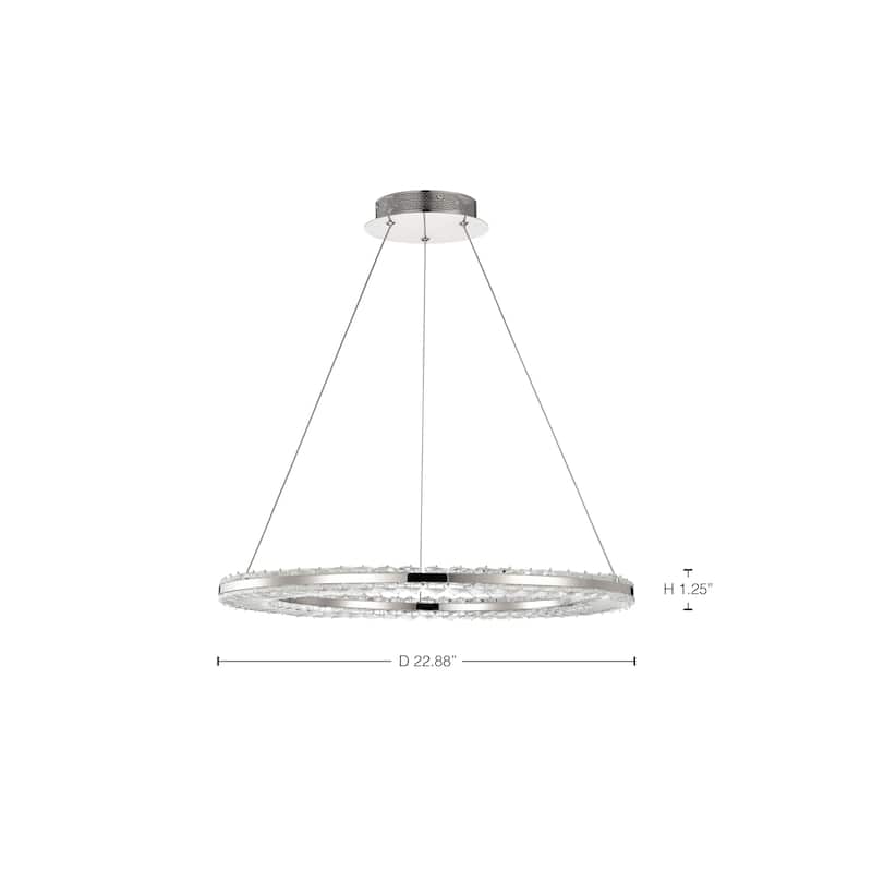 Nova LED 23 Inch Round Pendant Polished Nickel Finish K9 Crystal - Polished Nickel
