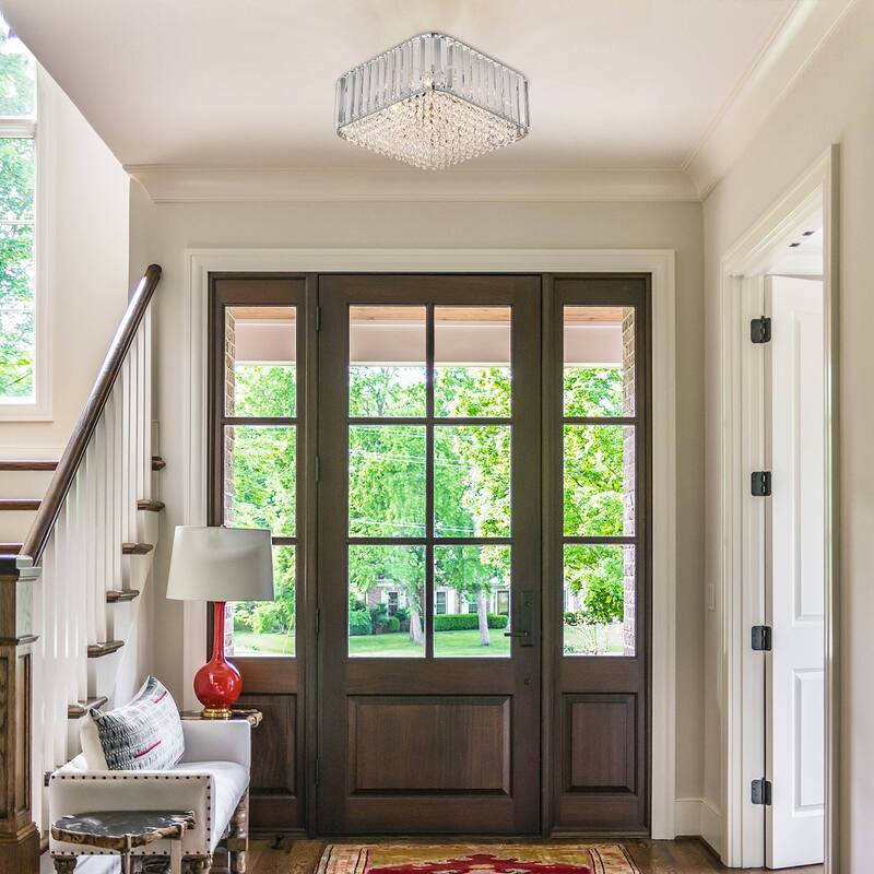 Modern Glam 4-Light Crystal Flush Mount Ceiling Light