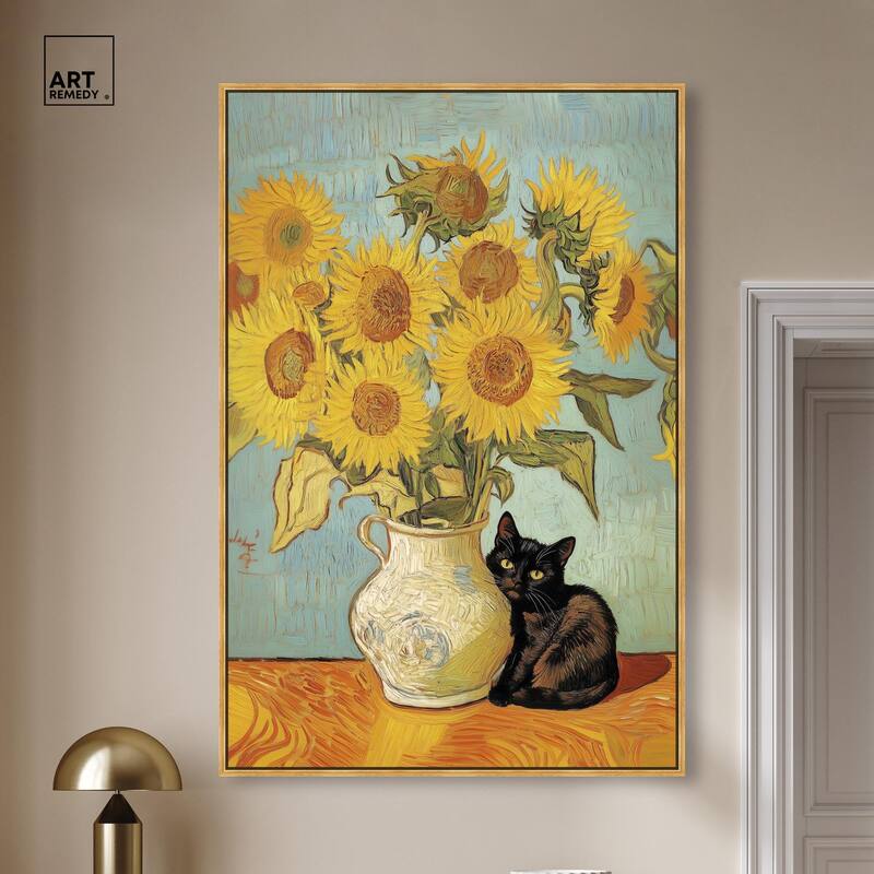 Sunflower Kitten Canvas by Art Remedy