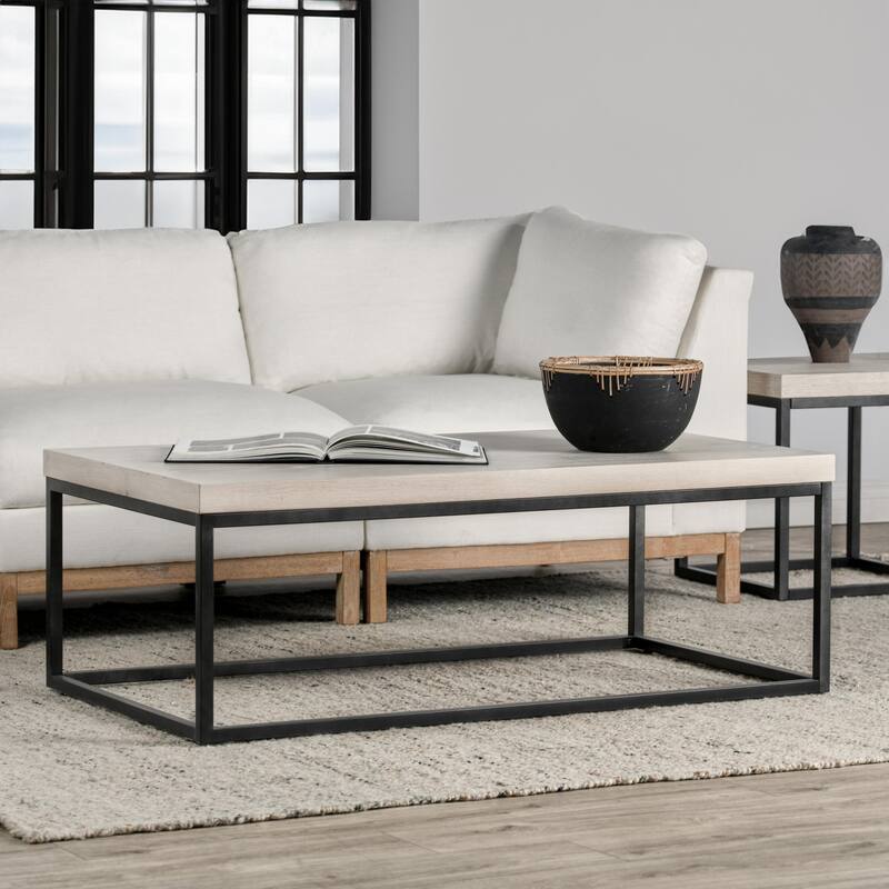 Catta Round Wood Coffee and End Tables by Kosas Home - 52" Rectangular - White