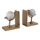 preview thumbnail 9 of 11, Metal Marble Bookends Globe Sculpture Sphere (Set of 2) - 7" Gold - 11.25"