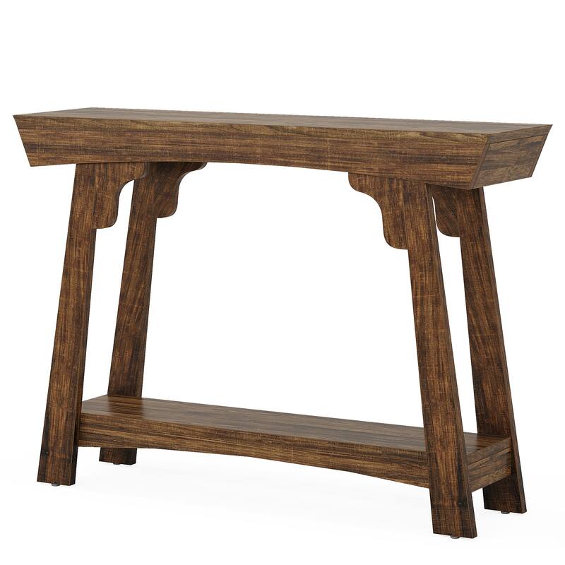 41" Rustic Brown 2-Tier Wood Console Table, Small Farmhouse Sofa Table for Entryway, Hallway or Living Room