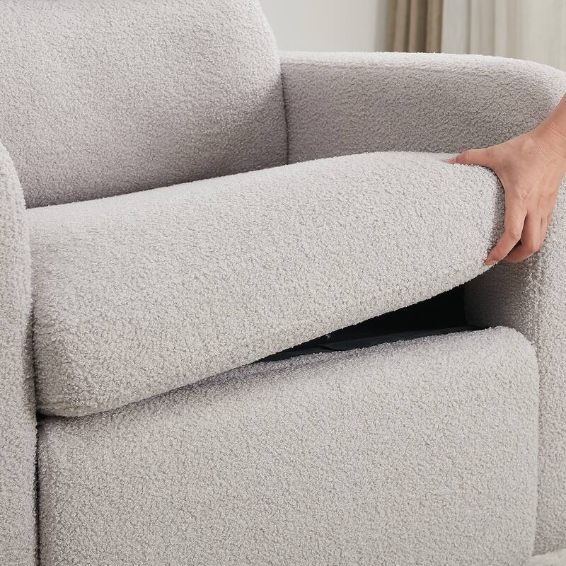 Swivel Manual Recliner Chair Teddy Fabric Nursery Glider Rocking Recliner Set of 2