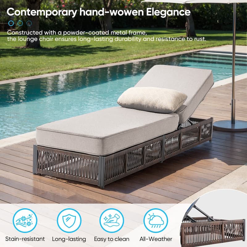 Pocassy 5 Pieces Patio Chaise Lounge Chair with Adjustable Backrest