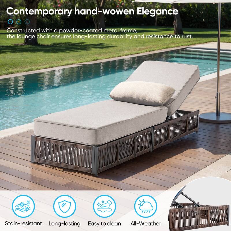Pocassy Outdoor Lounge Chairs, Pool Lounge Chairs with 5 Adjustable Backrest