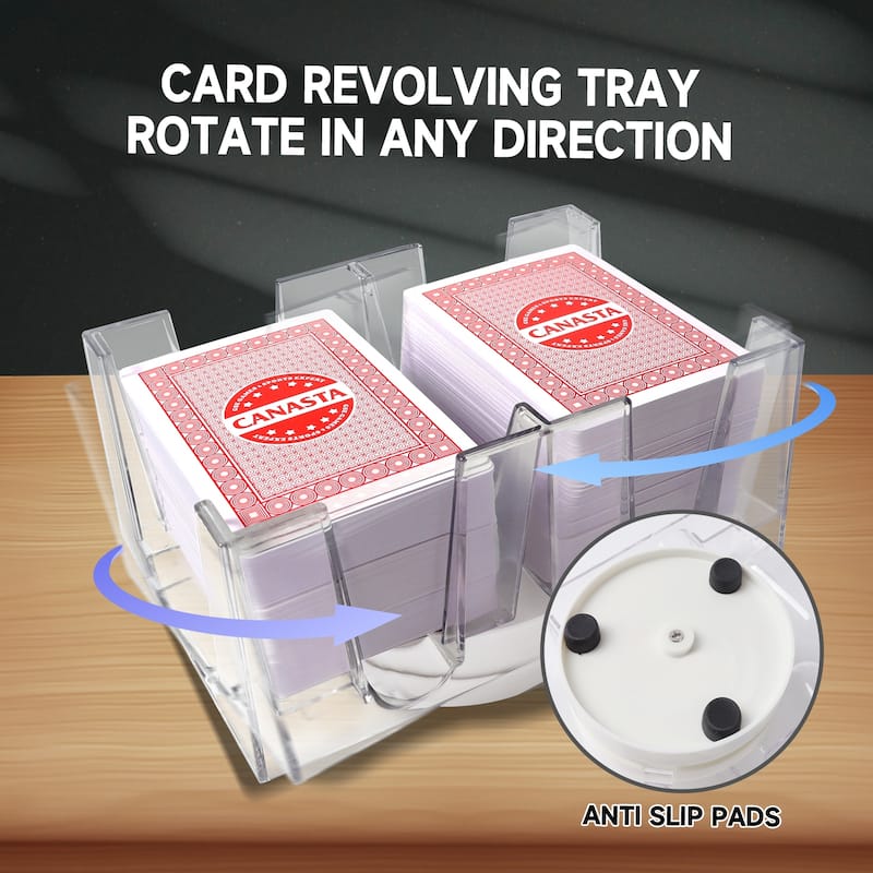 GSE Revolving Canasta Card Tray, Rotating Playing Cards Holders for Hand & Foot, Rummy, UNO Games