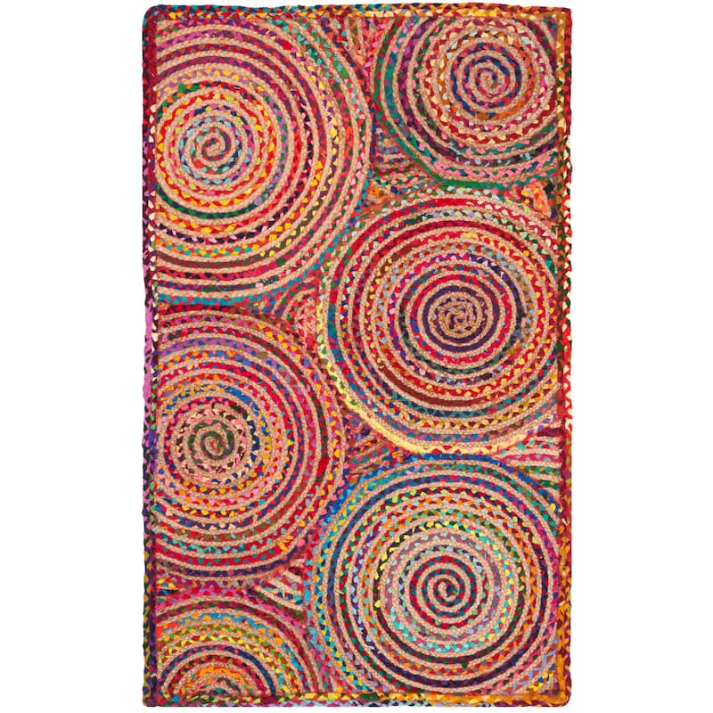 SAFAVIEH Handmade Cape Cod Eulogia Coastal Jute Rug - 3' x 5' - Red/Multi
