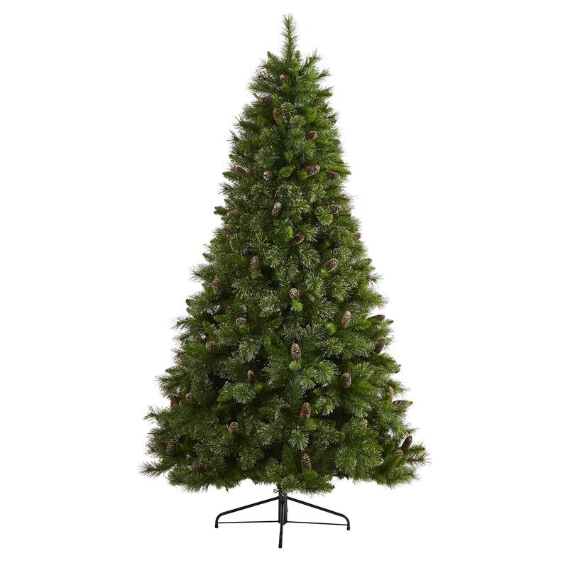 7.5Ft Artificial Christmas Tree with Lights - Golden Washington Pine Holiday Decor - Green - 84