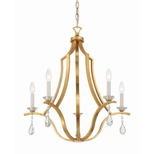 slide 2 of 5, Crystorama Lighting Group PER-10405 Perry 5 Light 26" Wide Crystal Antique Gold