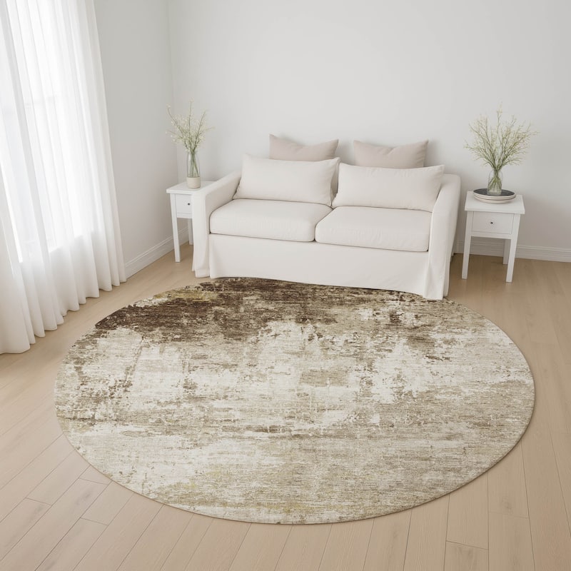 Premium Washable Super Soft Abstract Glam Mayfield Rug - Brown - 8' x 8'
