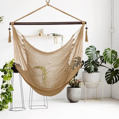 Outdoor Large Hammock Chair Swing Seat Hanging Chair with Tassels