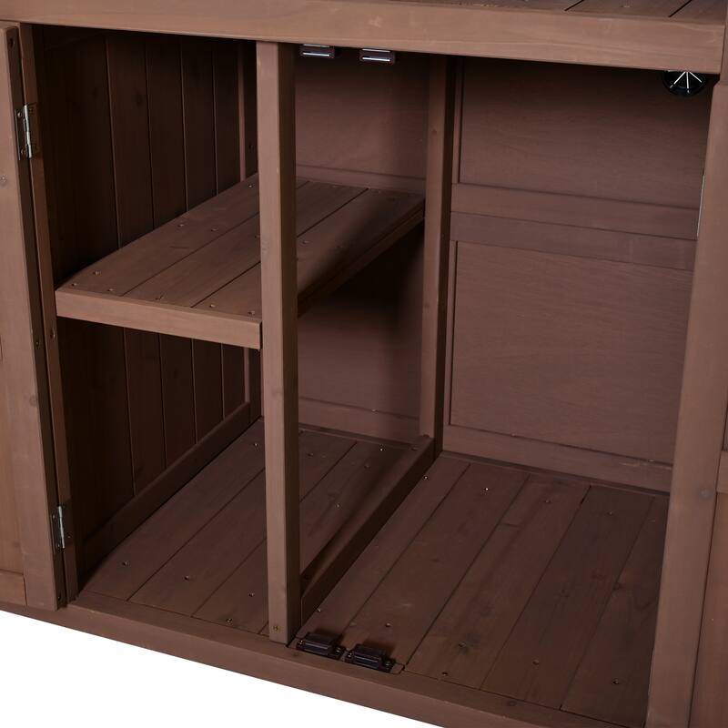 Extendable 41.9" Outdoor Kitchen Island with Stainless Steel Top and Side Spice Rack, Kitchen Cart with Drawers, Storage Cabinet