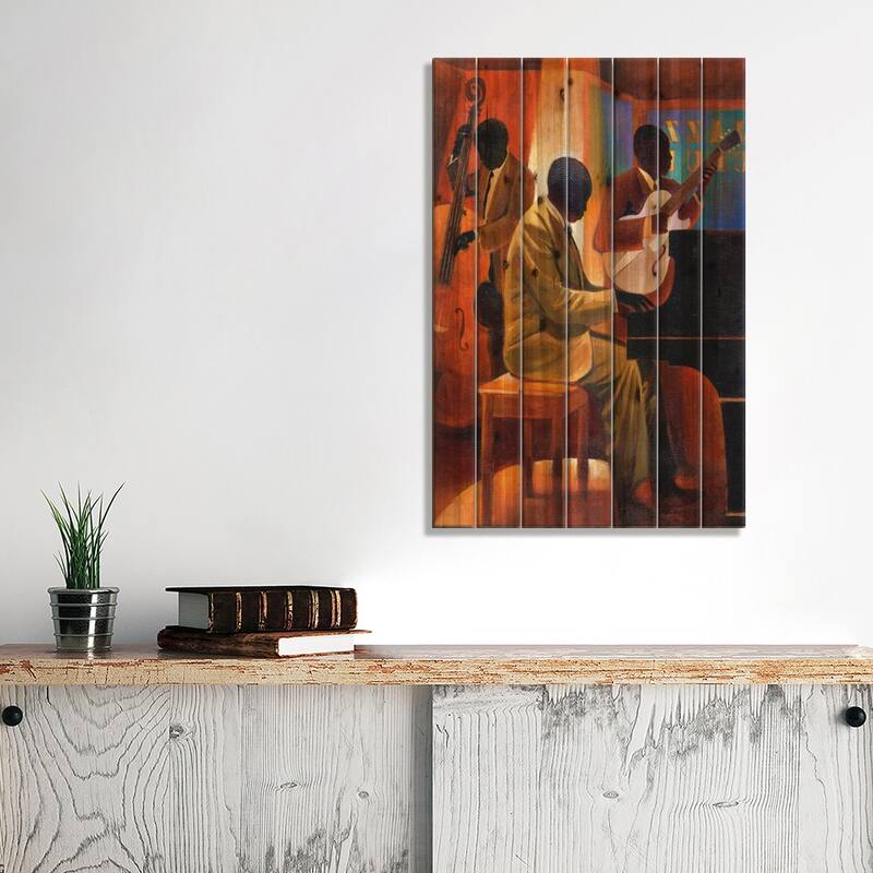 Piano Man Print On Wood by Keith Mallett - Multi-Color