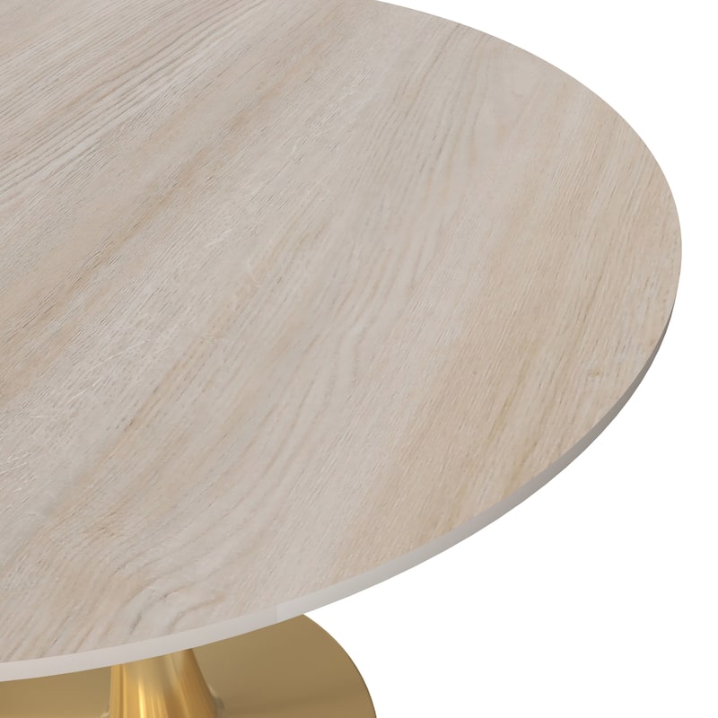 Bristol 31" Round Dining Table for 4 with Sintered Stone Tabletop in Gold Steel Base for Kitchen & Dining Room