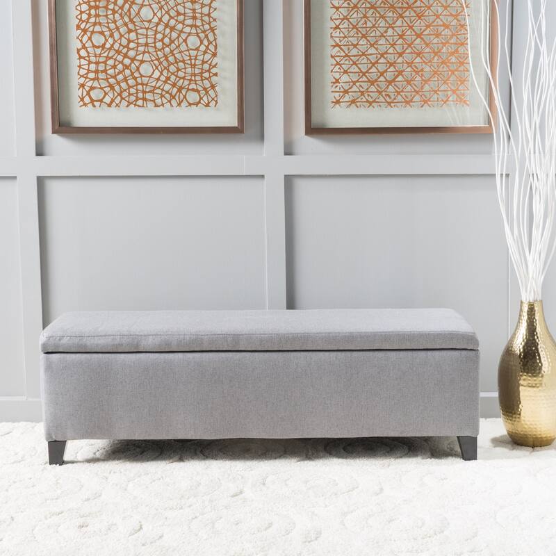 Cleo Fabric Storage Ottoman Bench by Christopher Knight Home - Grey