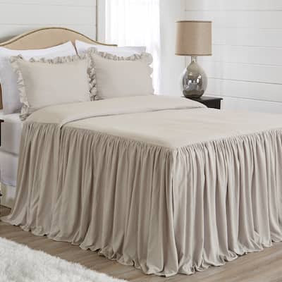 Sweet Jojo Designs Beige Boho Shabby Chic Queen Size Extra Long Bedspread Cover Taupe Bohemian Farmhouse Vintage Minimalist Glam