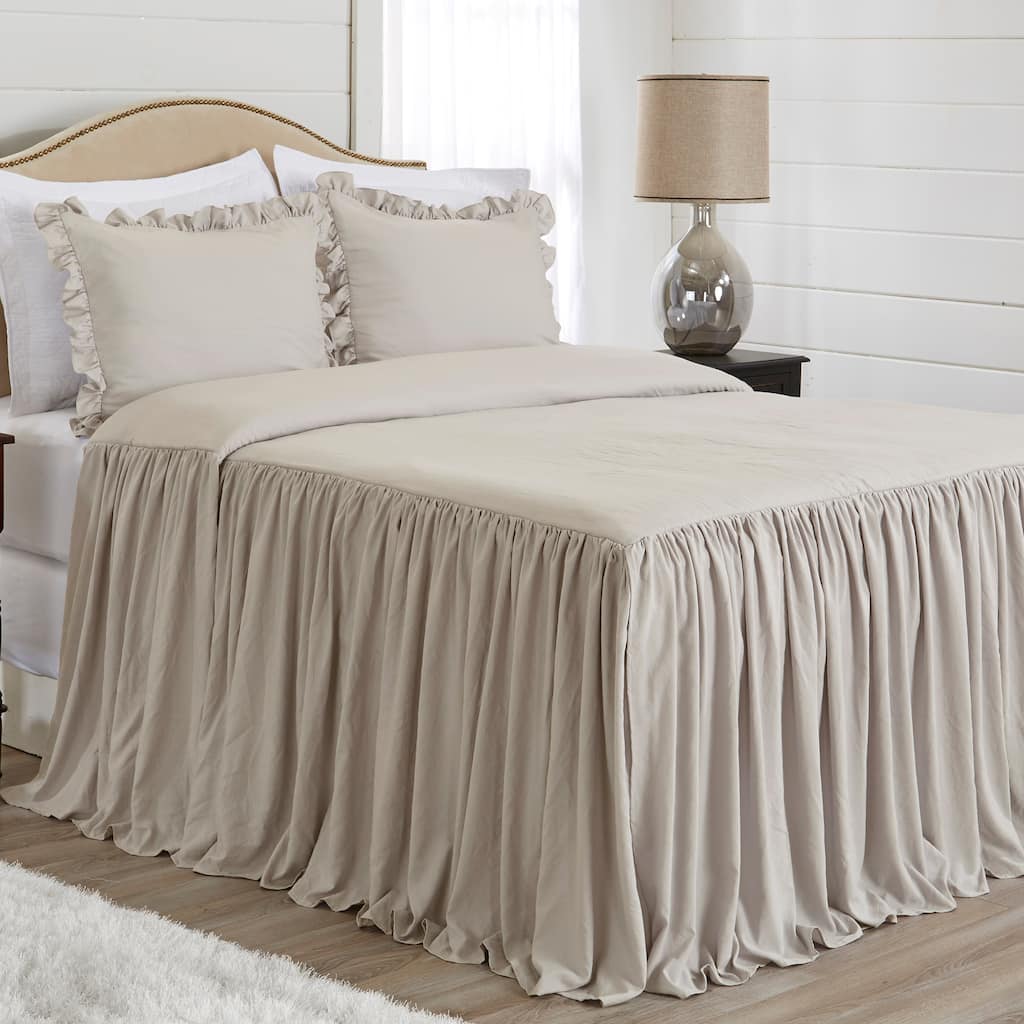 Sweet Jojo Designs Beige Boho Shabby Chic Queen Size Extra Long Bedspread Cover Taupe Bohemian Farmhouse Vintage Minimalist Glam