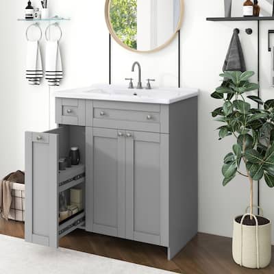 Bathroom Vanity with 2 Soft-close Doors and Double-tier Deep Drawer