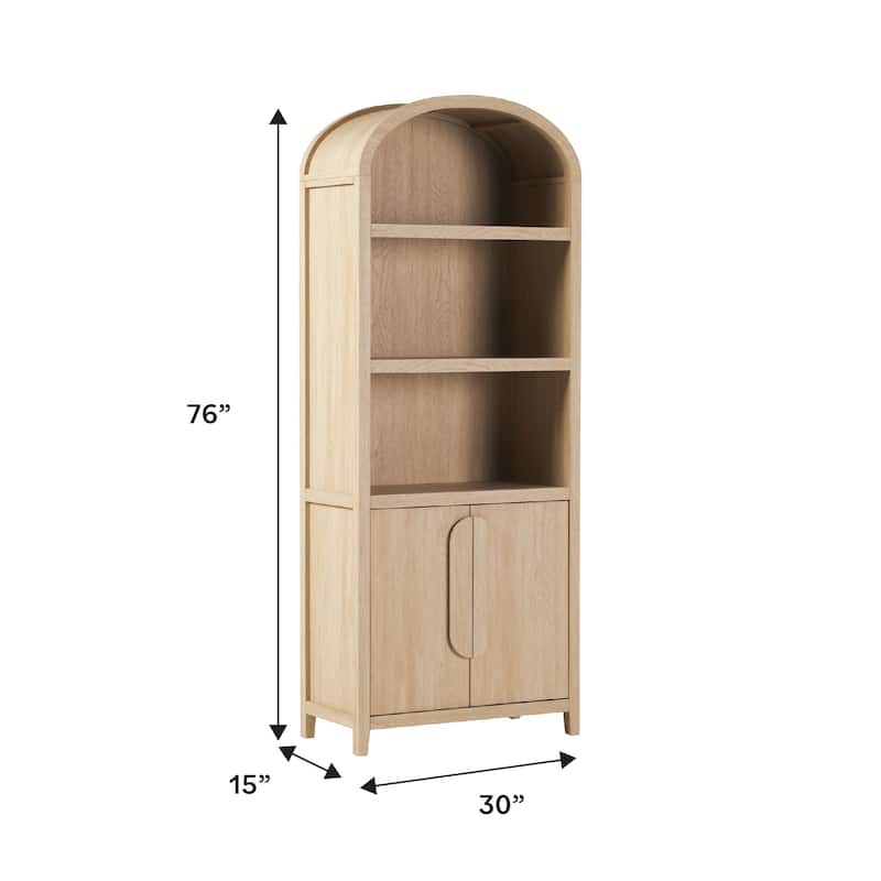 Middlebrook Designs 3 Shelf Open Arched Bookcase Cabinet