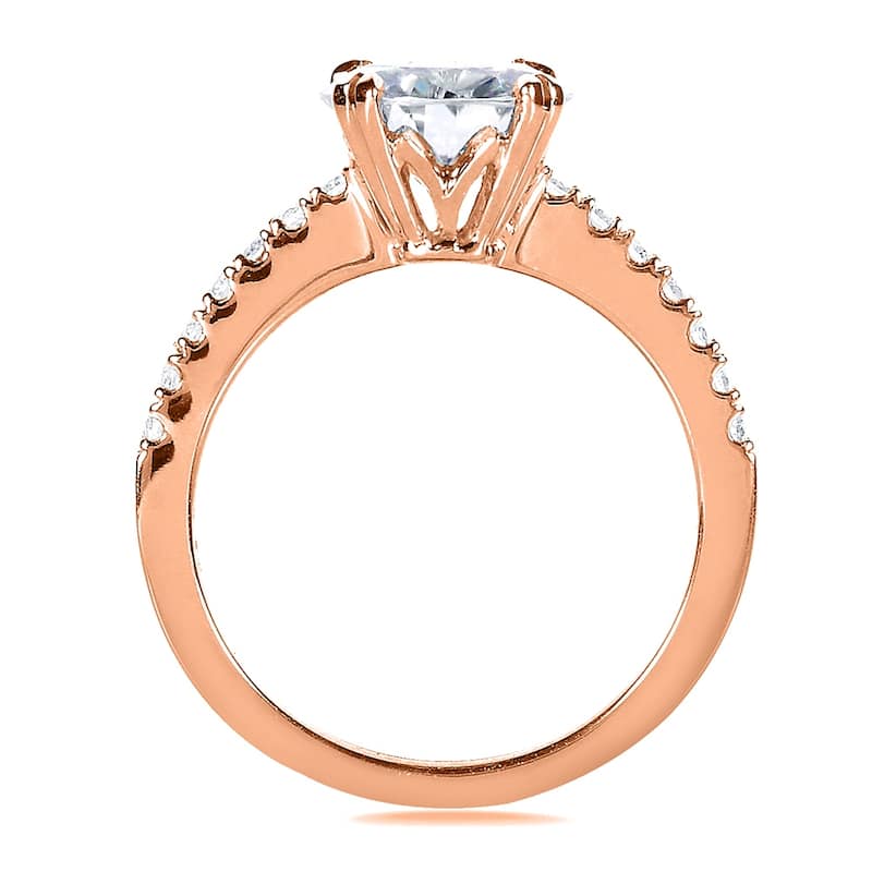Annello by Kobelli 14k Solid Gold 2 1/10ct TGW Forever One Moissanite and Lab Grown Diamond Tulip Engagement Ring (DEF, VS)