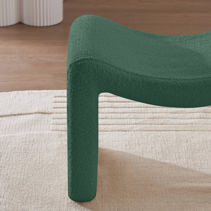 VANOMi Upholstered Pouf, Mid-Century Modern Ottoman, Cometemporary Foot Stool For Living Room Extra Vanity Seat For Small Space