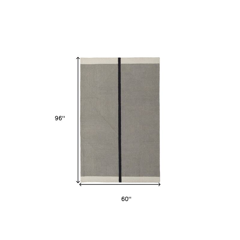 Sitih Hand Tufted Geometric Abstract Stain Resistant Area Rug By HomeRoots - 96' X '60' X '0.59