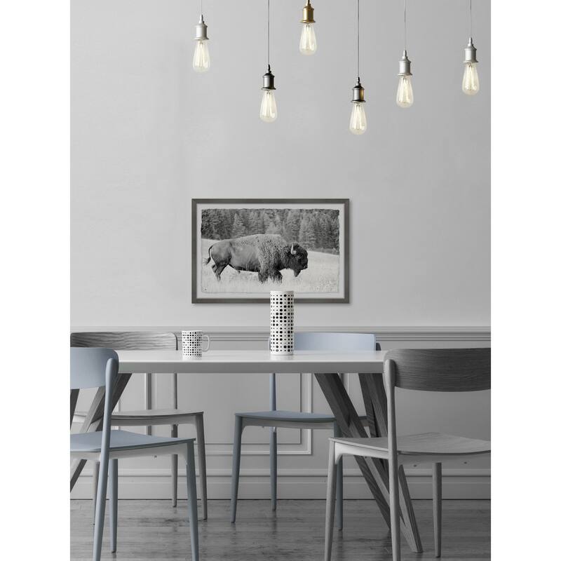 Buffalo Grazing Framed Wall Art, Elegant Home Touch - Sophisticated Artwork for Refined Décor