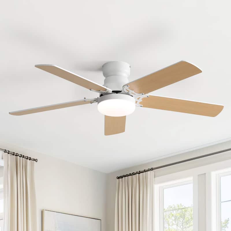 42“/52"/60"/48" Noiseless Walnut Wood Ceiling Fan with Remote Control, Integrated Light Optional - 42'' Ceiling Fan with light