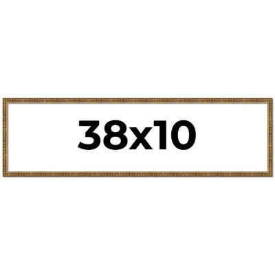 38x10 Frame Black Real Wood Picture Frame Kingsley Gold Distressed Photo Frame with UV Acrylic Foam Board Backing &