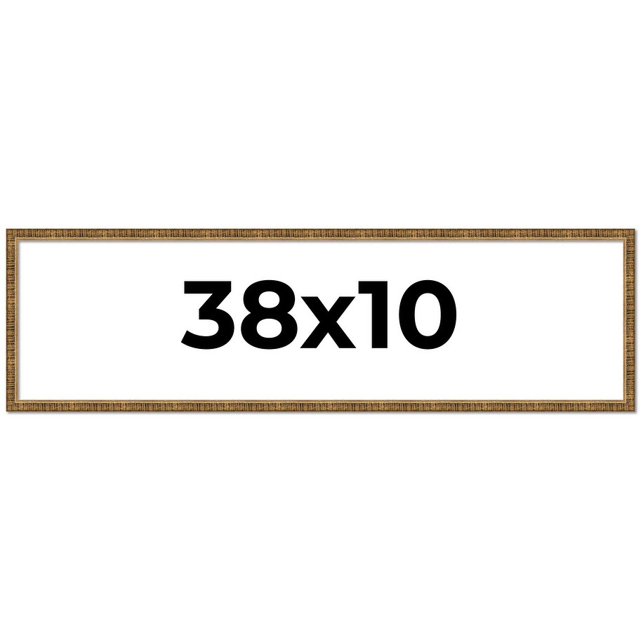 38x10 Frame Black Real Wood Picture Frame Kingsley Gold Distressed Photo Frame with UV Acrylic Foam Board Backing &