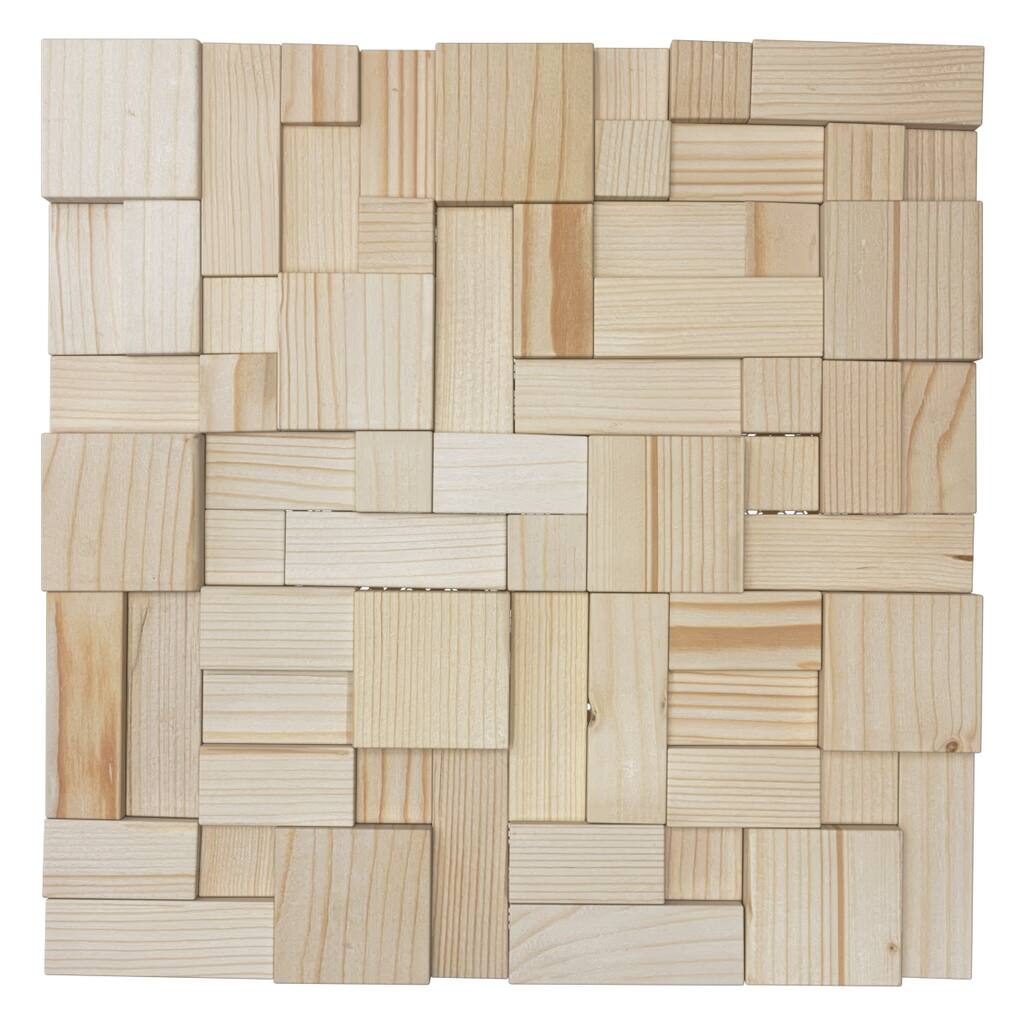 11 7/8"W x 11 7/8"H x 1/2"P Ridge Wood Mosaic Wall Tile, Pine - 11 7/8"W x 11 7/8"H x 1/2"P