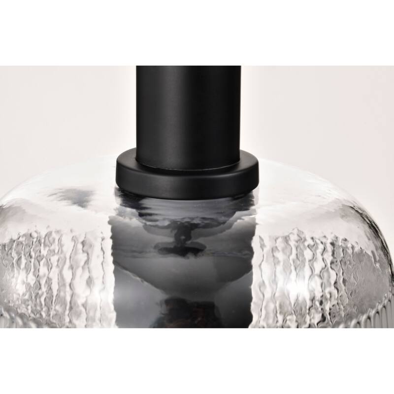 Grayson Small Pendant Matte Black Finish Clear Ribbed Glass - Matte Black