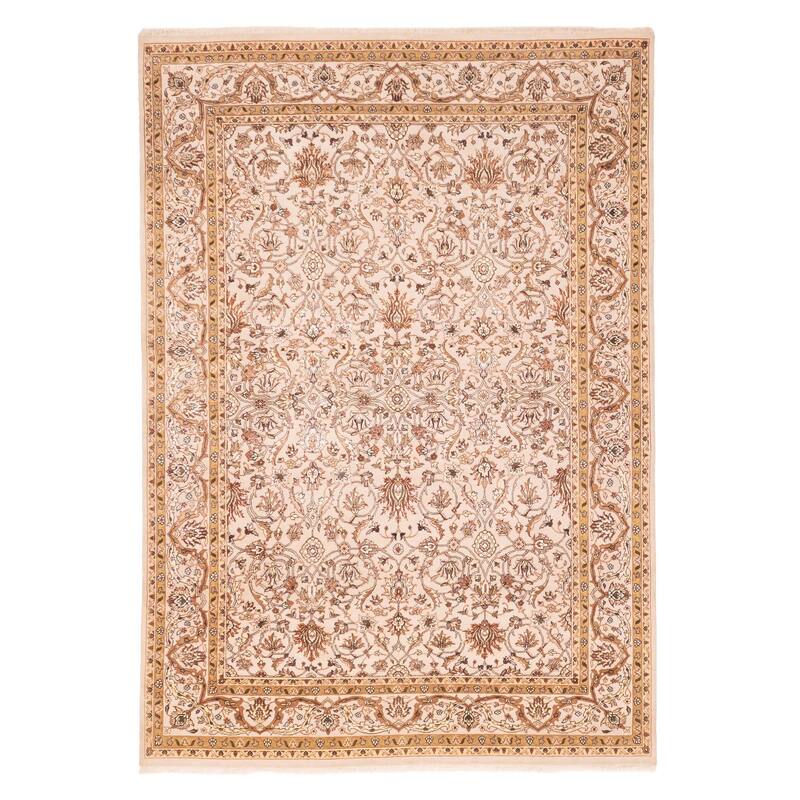 ECARPETGALLERY Hand-knotted Mirzapur Beige Silk, Wool Rug - 5'8 x 7'10