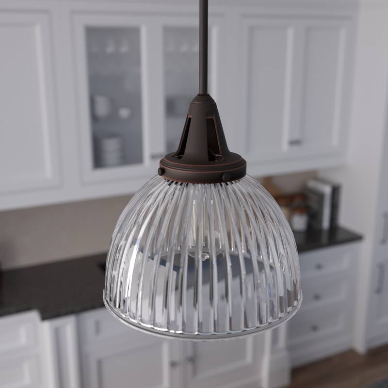 Hunter Cypress Grove 13" 1-Light Pendant - Island, Dining Room, Entry - Industrial, Transitional, Contemporary - Onyx Bengal