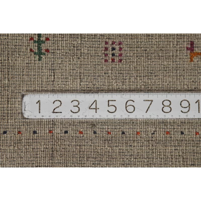 Hand Knotted Oriental 100% Wool Carpet Tribal Animal Pictorial Beige & Ivories Gabbeh Area Rug - 4' 10'' X 2' 9''