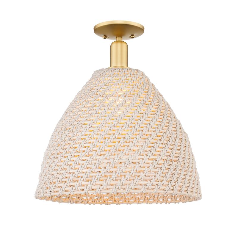 Innovations Lighting 716-1C-11-16 Natural Ballston Dome Semi-Flush - Satin Gold / Natural