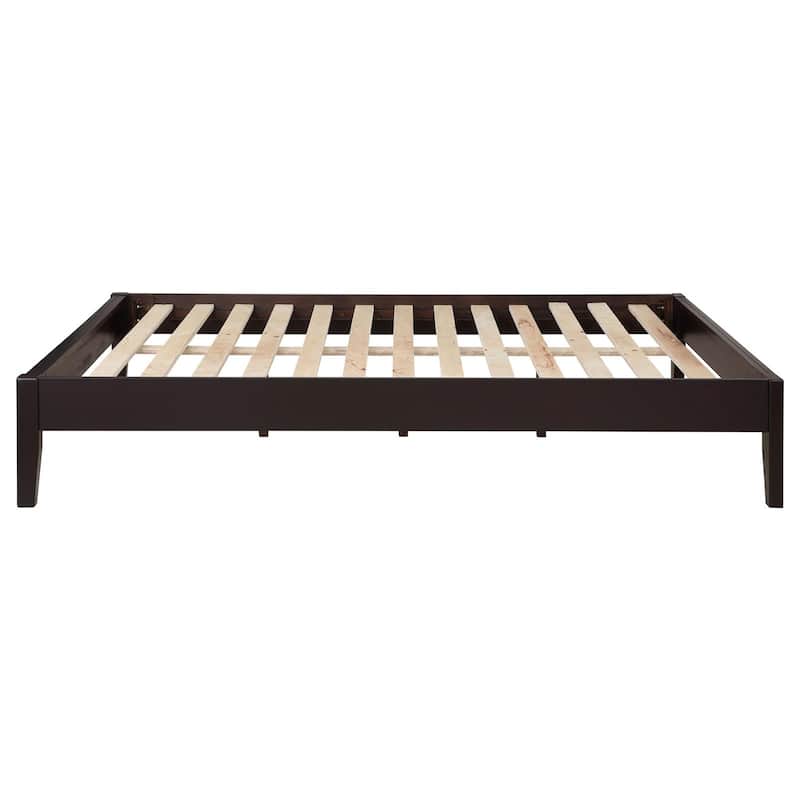 Queen Size Wood Platform Bed with Tapered Legs and Headboard Ready