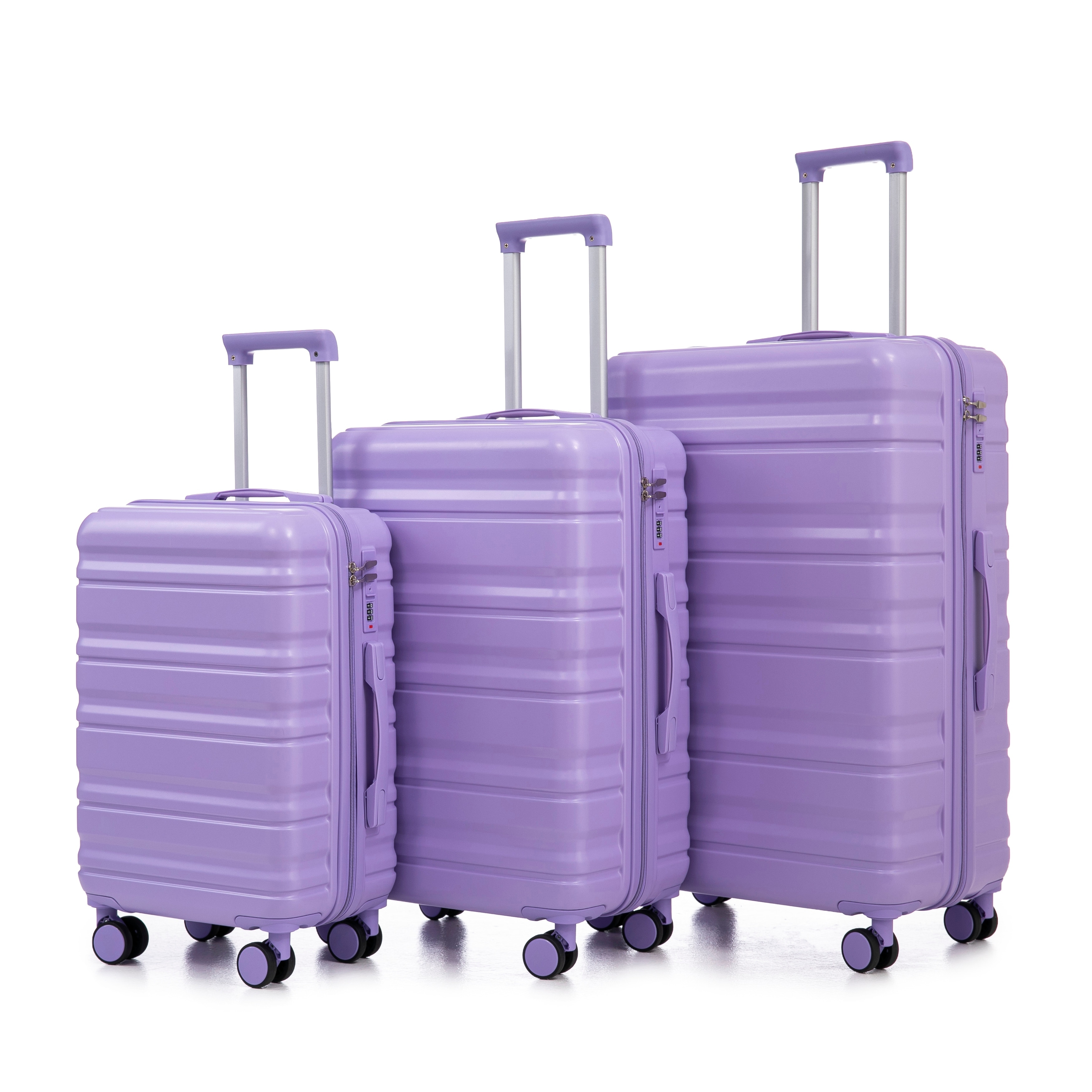 3-Piece, 20, 24, 28-Inch Modern Luggage Sets with Side Handle, Swivel Wheels and Combination Lock, for Boarding Travel