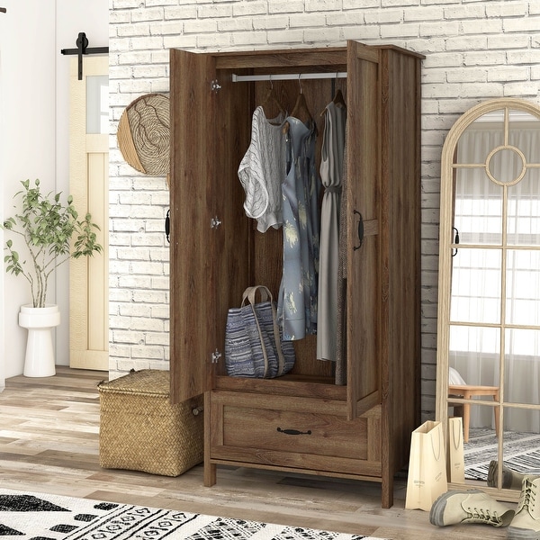 Walnut solid wood wardrobe hotsell