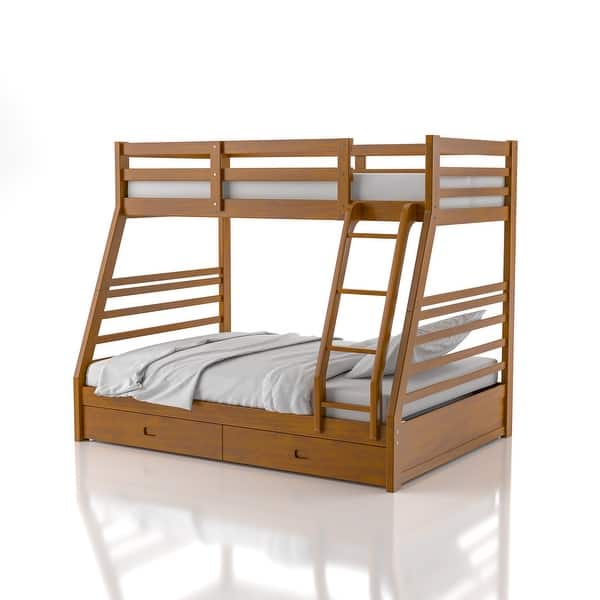 Furniture Of America Cude Modern Twin Full Solid Wood Bunk Bed Set On Sale Overstock 6825179