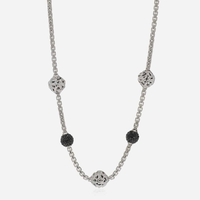 Charles Krypell Sterling Silver, Black Sapphire Collar Necklace - Silver - 19
