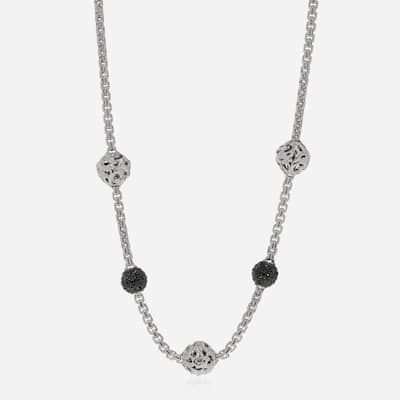 Charles Krypell Sterling Silver, Black Sapphire Collar Necklace - Silver - 19