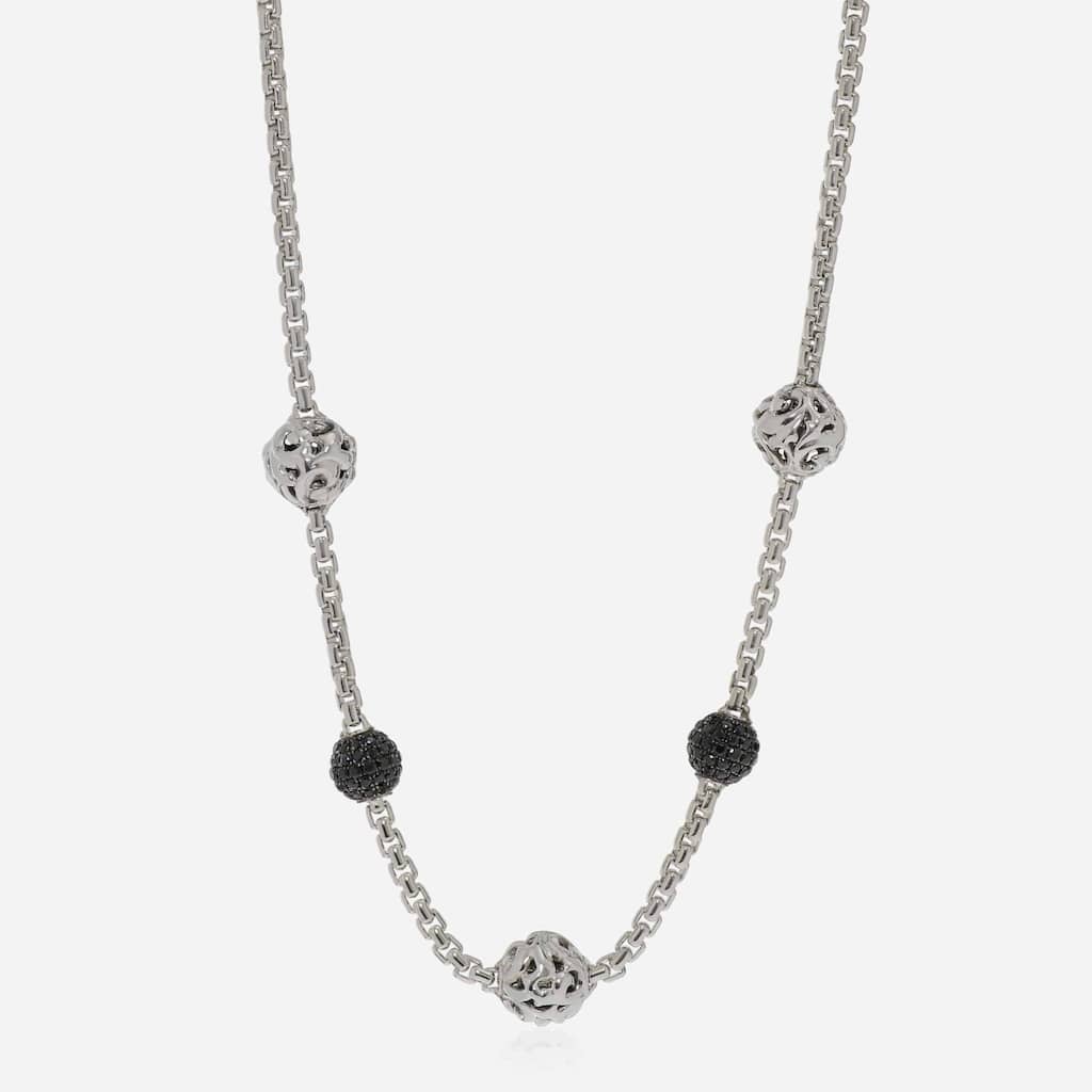 Charles Krypell Sterling Silver, Black Sapphire Collar Necklace - Silver - 19