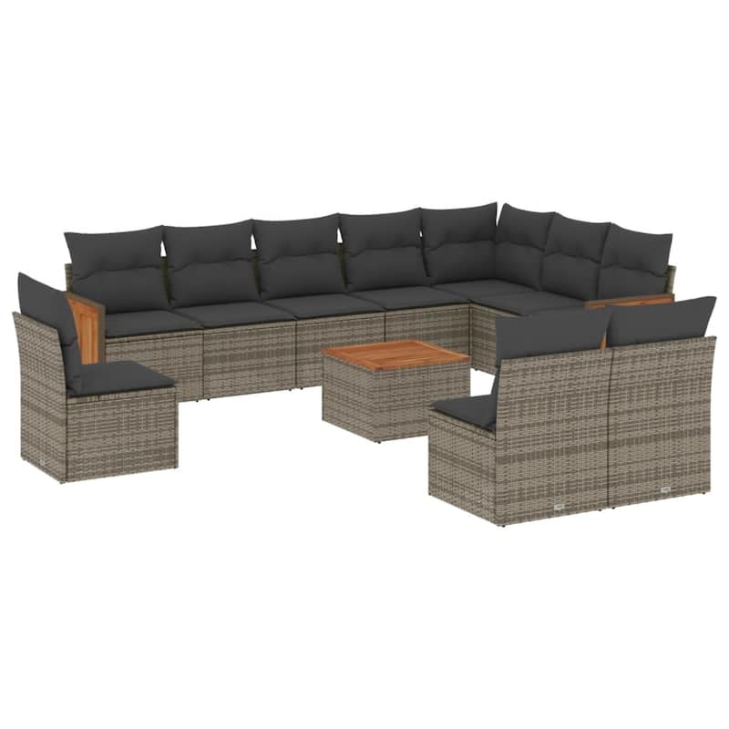vidaXL Patio Sofa Set with Cushions Outdoor Conversation Furniture Poly Rattan