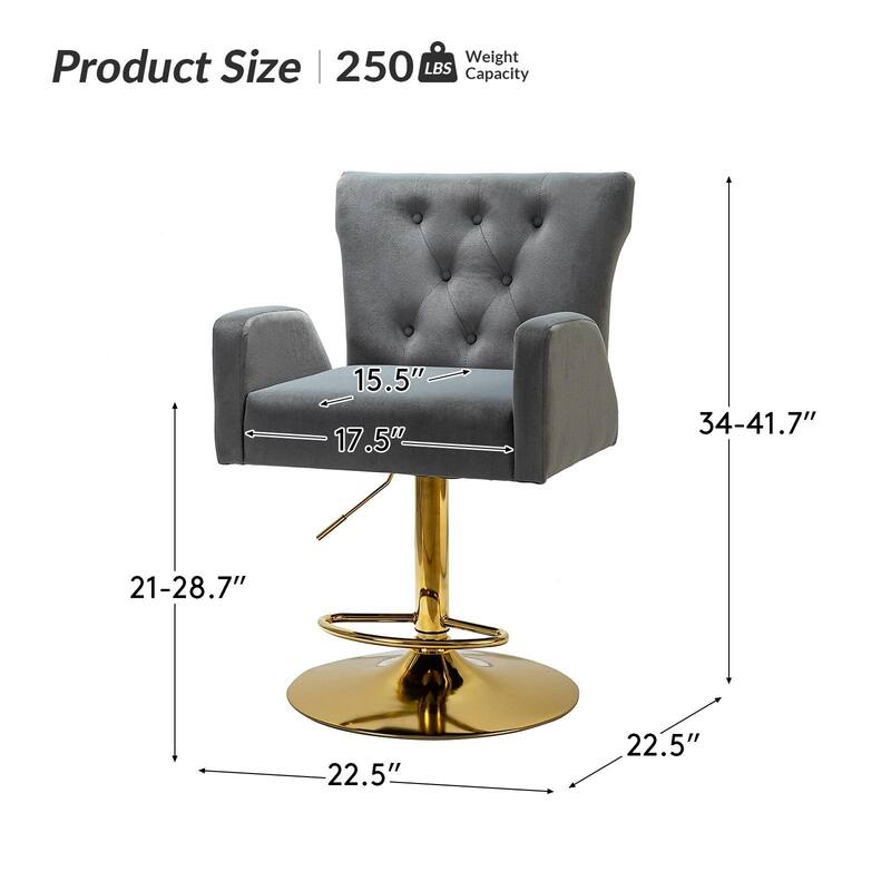Loreto Modern Tufted Velvet Swivel chair with Adjustable Height by HULALA HOME