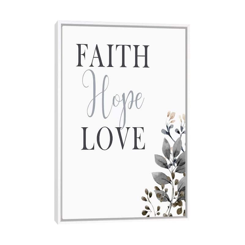 iCanvas "Faith Hope Love" by Kimberly Allen Framed - White - 40x26