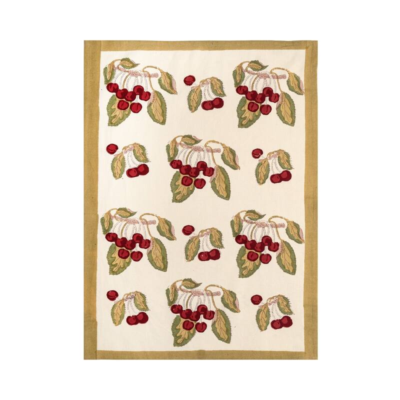 Couleur Nature Cherry Tea Towels - Red/Green - 20" x 30" - Set of 3 - 20" x 30"