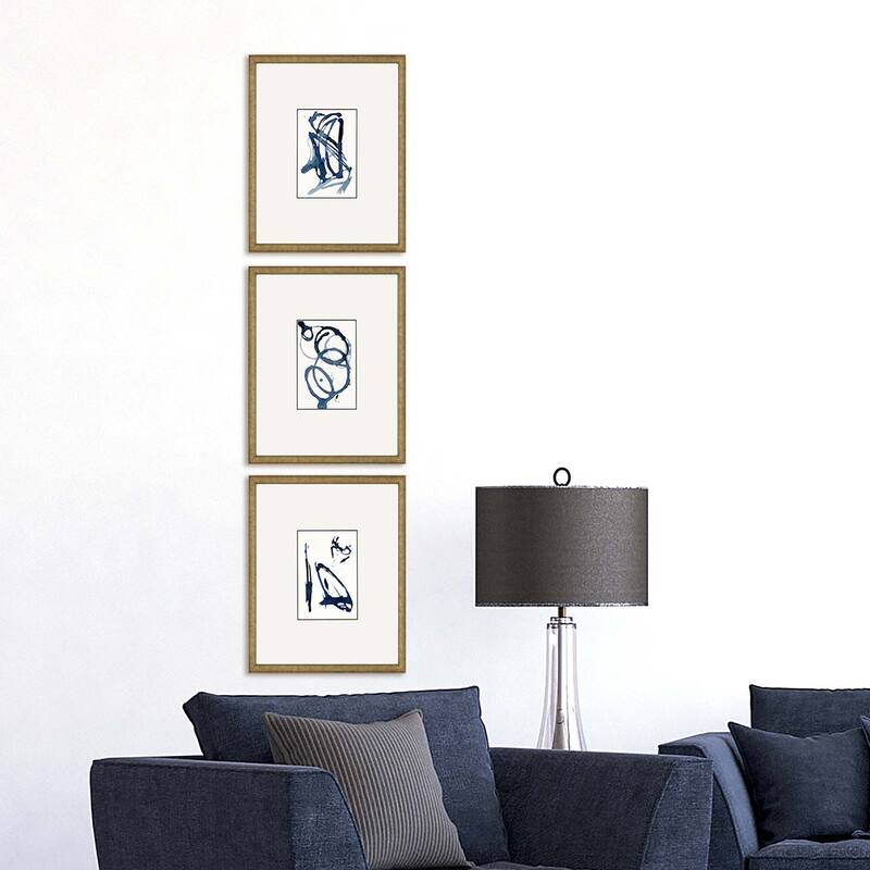 Mayhem II S/3 Framed Art Exclusive Giclee Under Glass - Blue